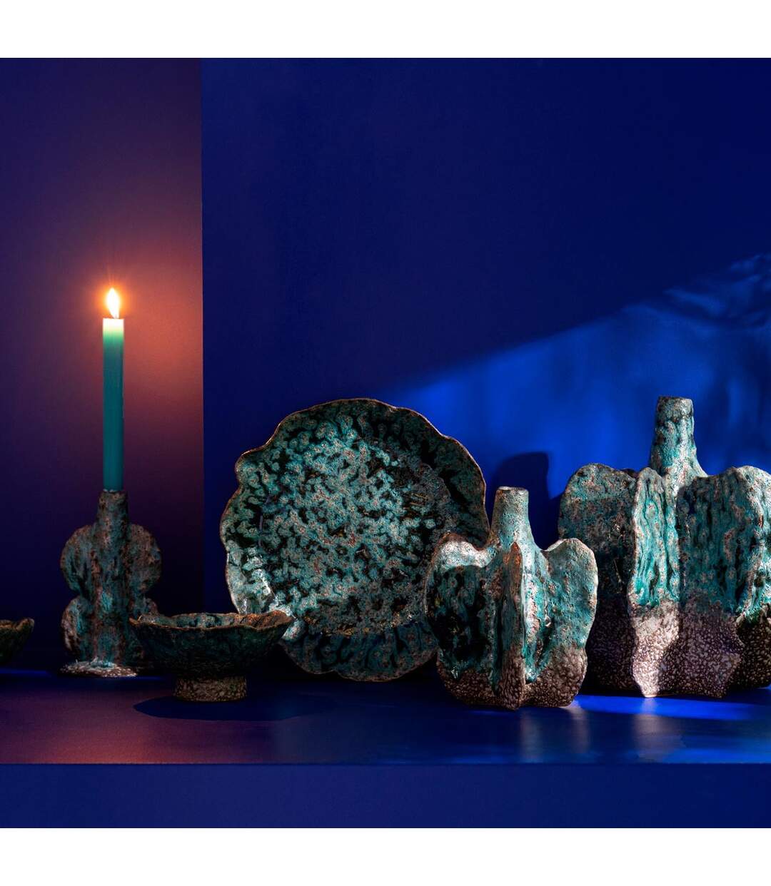 Coupelle Déco en Céramique Naga 30cm Bleu Azur-3