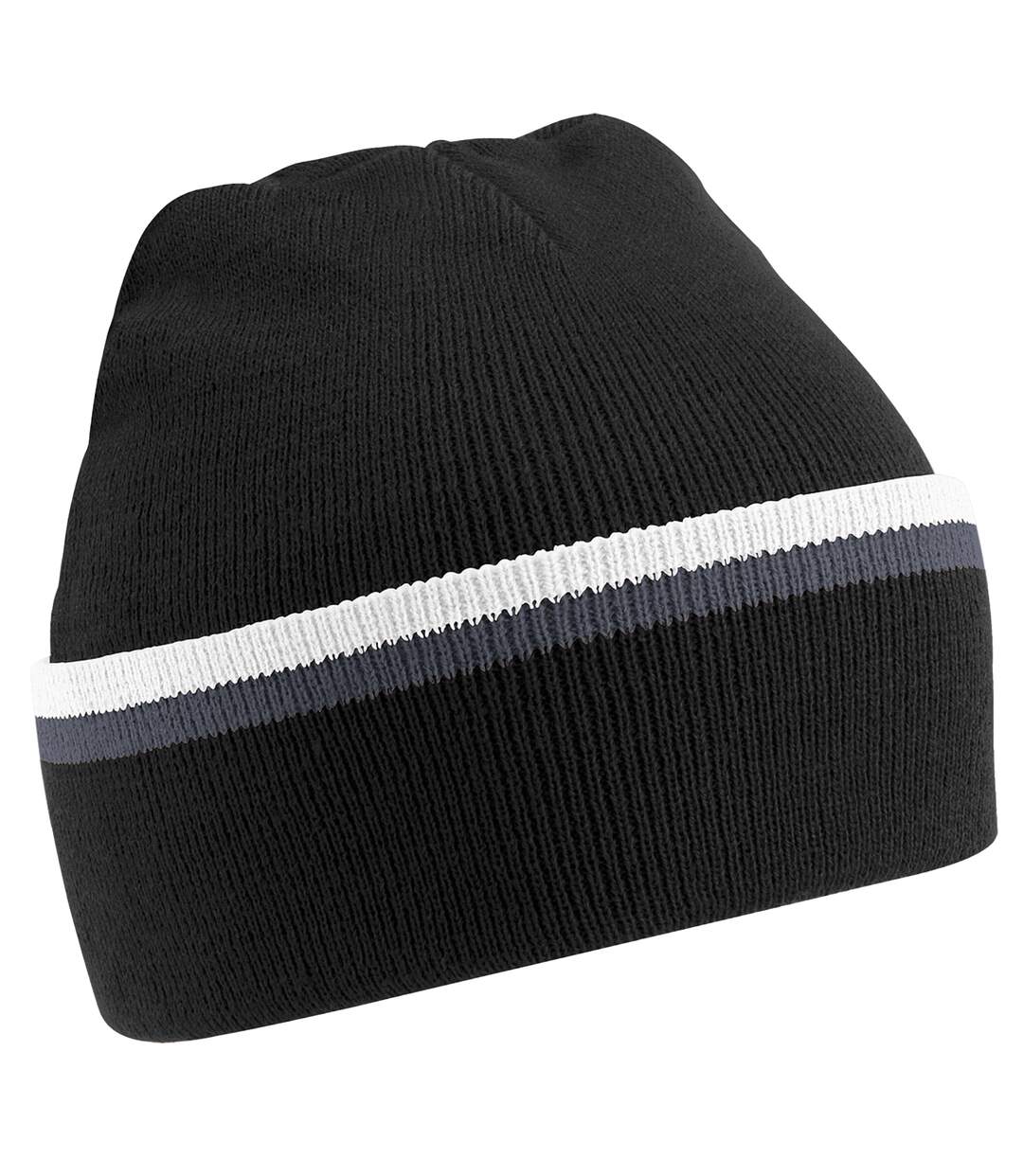 Bonnet teamwear adulte noir / gris foncé / blanc Beechfield-1