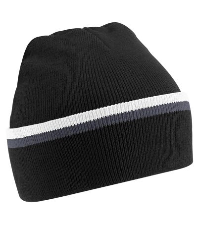 Bonnet teamwear adulte noir / gris foncé / blanc Beechfield