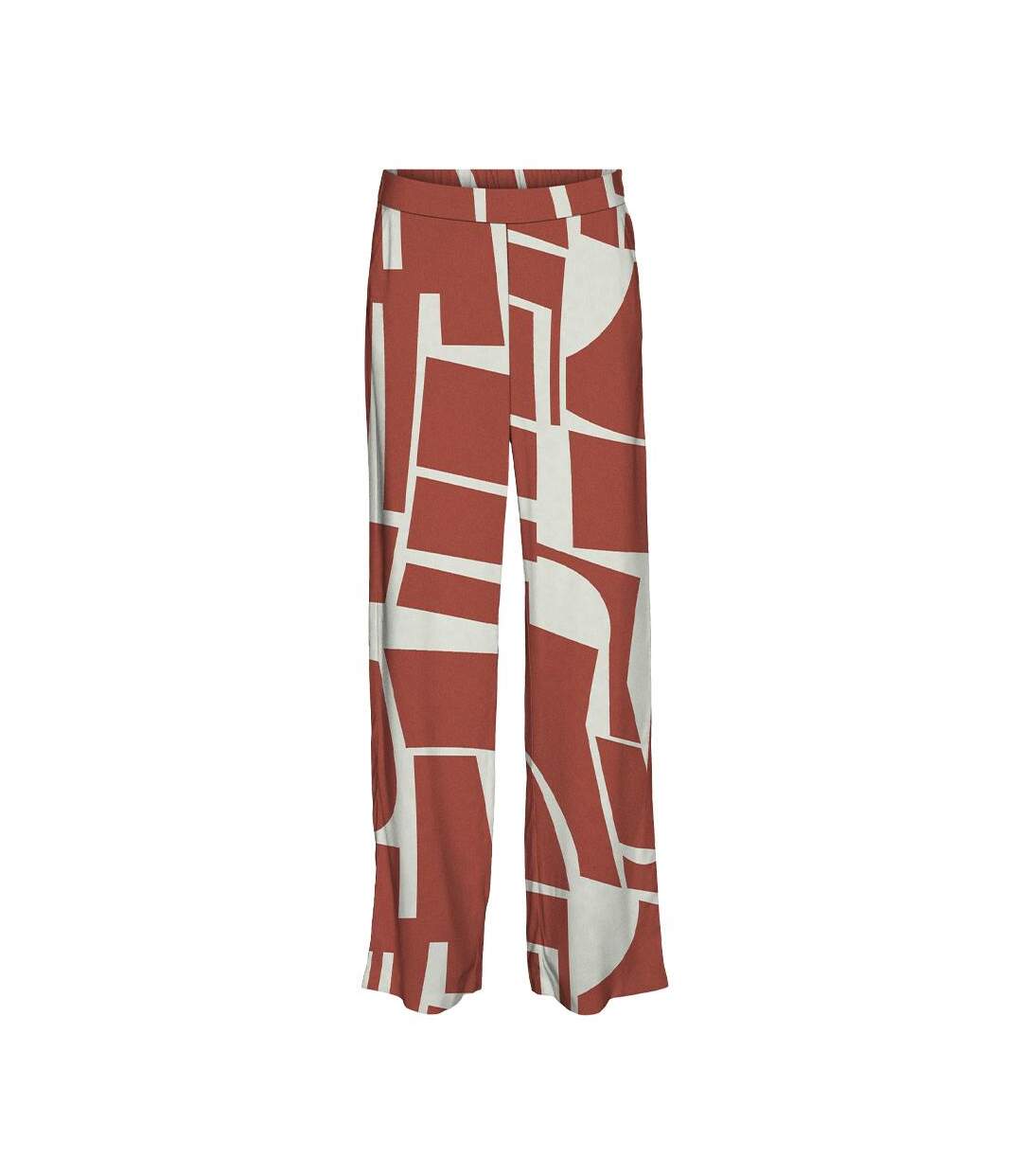 Pantalon Fluide Beige/Orange à Motifs Femme Vero Moda Easy Joy - L-1