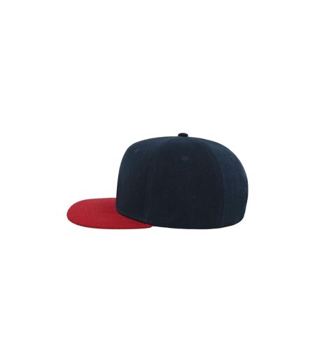 Atlantis Snap Back Flat Visor 6 Panel Cap (Navy/Red) - UTAB213