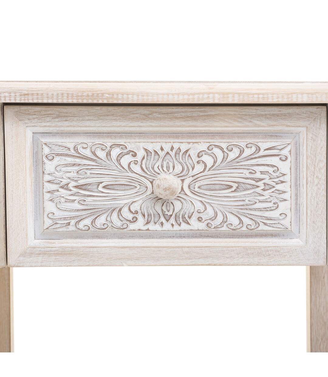 Table de chevet Hina 1 tiroir - Hauteur 67,5 cm - Bois blanchi-4