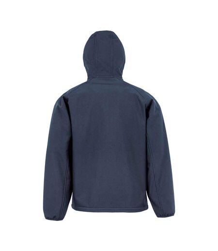 Mens Hooded 3 Layer Printable Soft Shell Jacket Navy Result Genuine Recycled