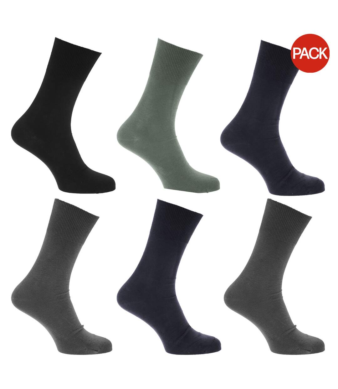 Lot de 6 Chaussettes non-élastiquée paires homme bleu Universal Textiles-1