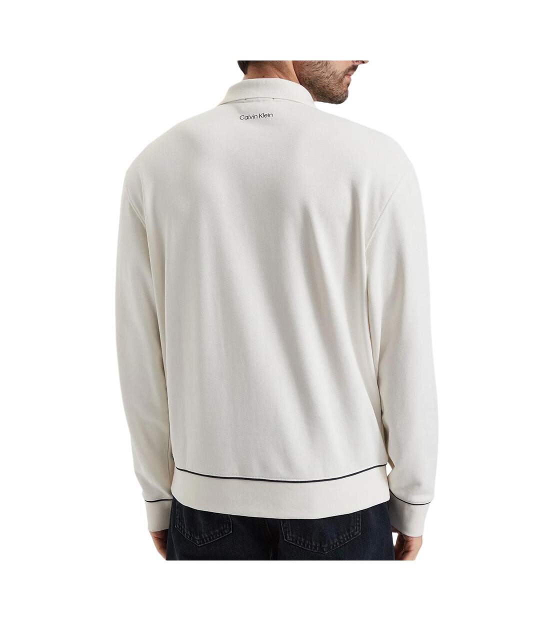 Sweat beige homme calvin klein jeans terry-2