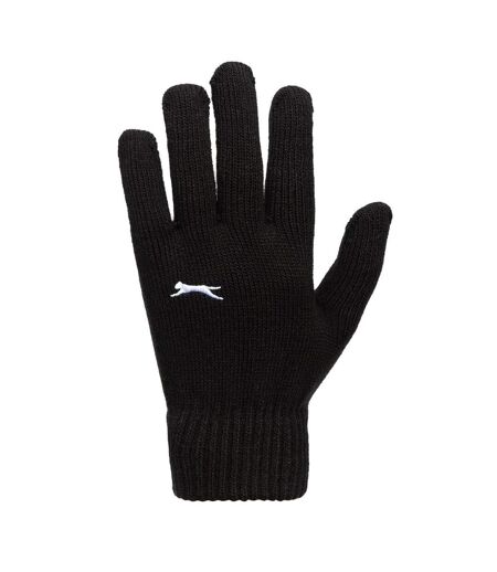 Unisex Adult Knitted Gloves Black Print Slazenger