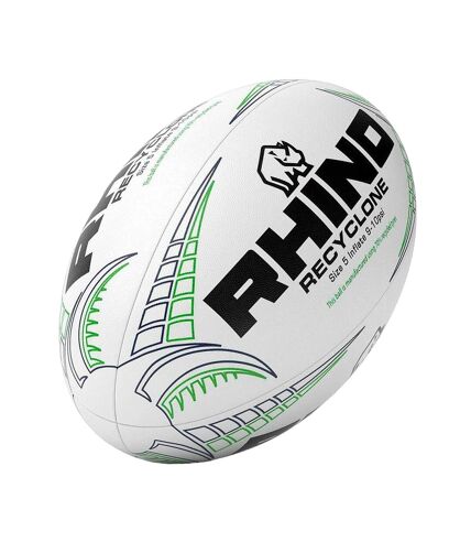 Ballon de rugby recyclone taille 5 blanc / noir / vert Rhino