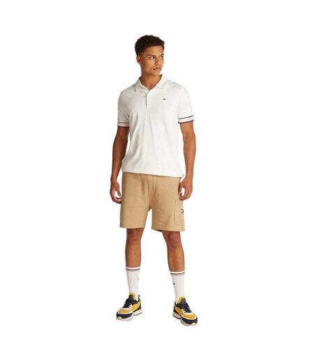 Mens Graphic Slim Short-sleeved Polo Shirt Ecru Tommy Jeans