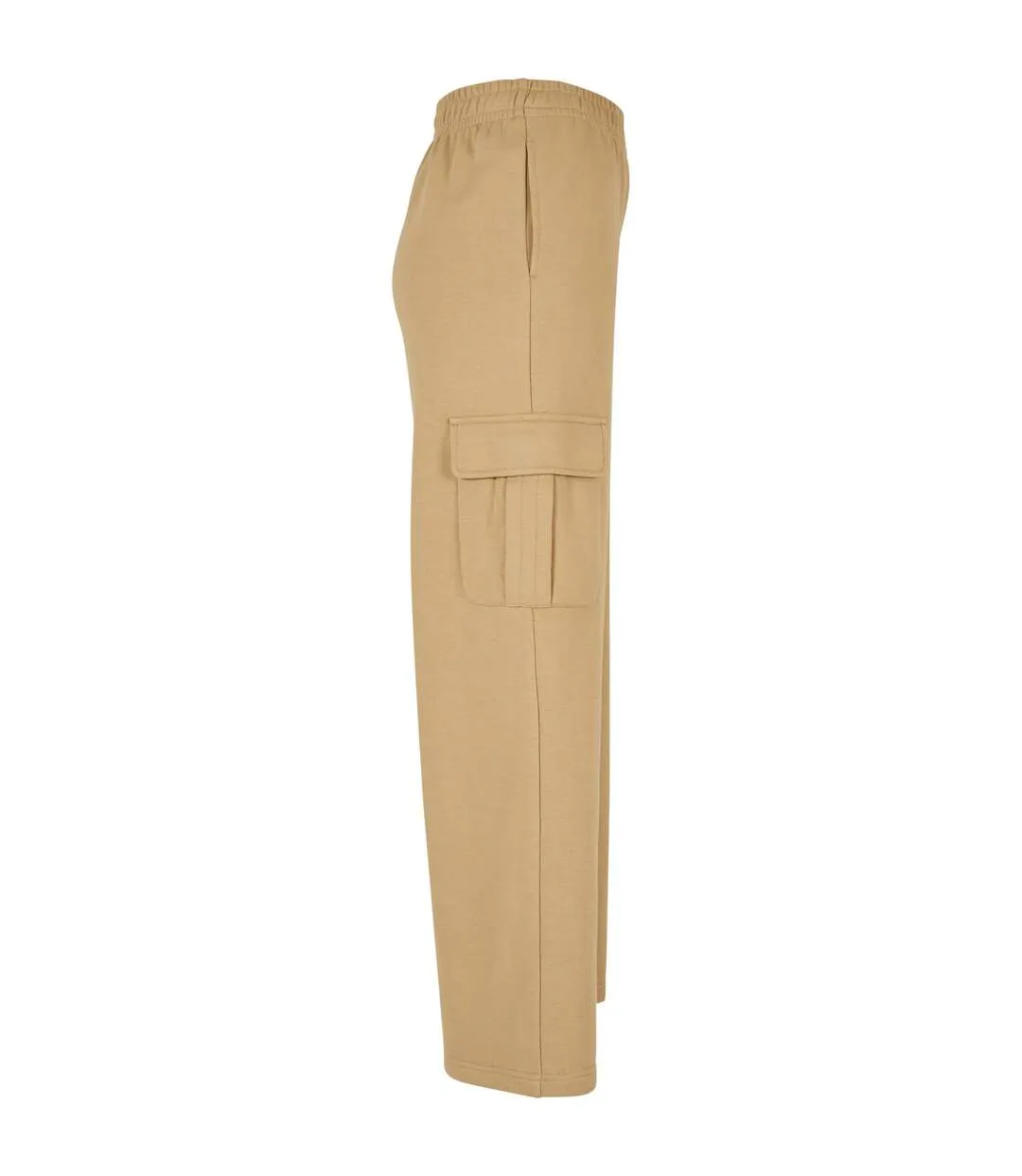 Womens/ladies Terrycloth High Waist Wide Leg Cargo Trousers Union Beige Urban Classics-4
