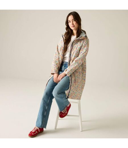 Veste Imperméable Longue À Capuche Et Taille Ajustables Motif/style Petites Fleurs Cath Kidston Femme Crème Harmonie Floral Regatta