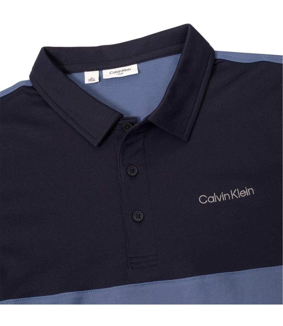 Mens Embroidered Collared Polo Shirt Denim Navy Calvin Klein-3