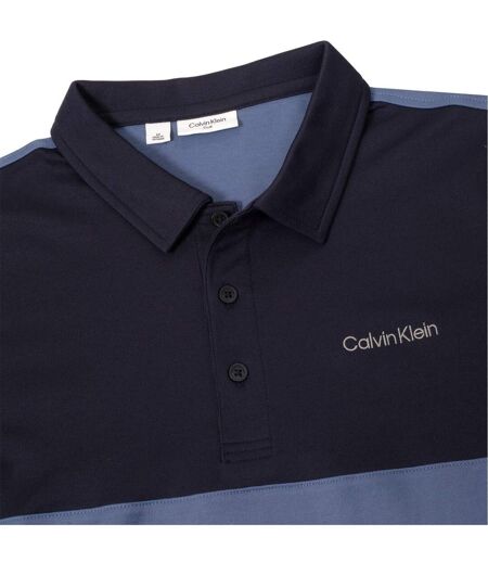 Mens Embroidered Collared Polo Shirt Denim Navy Calvin Klein