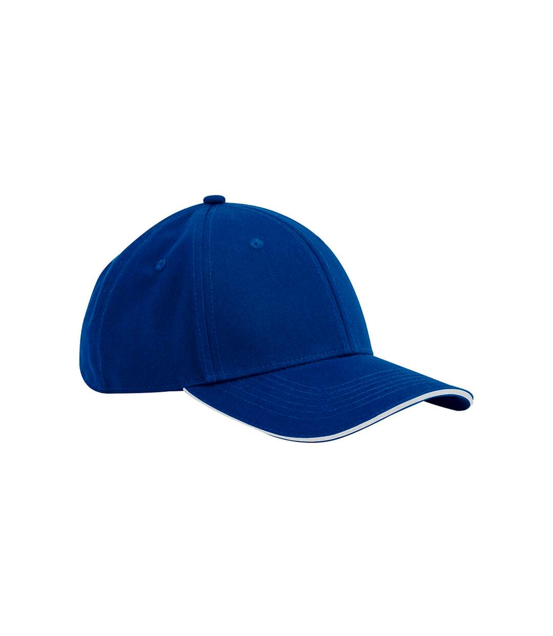Classic 6 Panel Organic Cotton Sandwich Peak Cap Bright Royal Blue White Beechfield-1