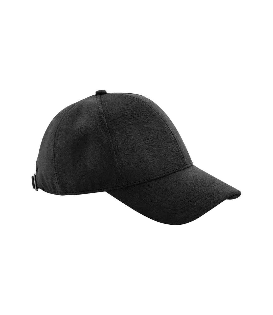 Unisex adult 6 panel faux suede cap black Beechfield-1