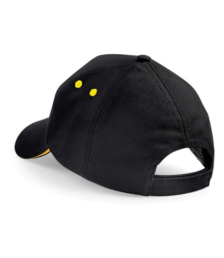Beechfield Unisex Ultimate 5 Panel Contrast Baseball Cap With Sandwich Peak / Headwear (Black/Yellow) - UTRW222