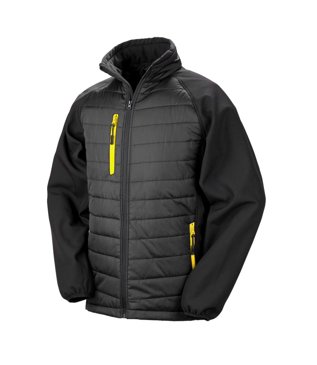 Veste Softshell Compass Homme Noir Jaune Result Genuine Recycled-1