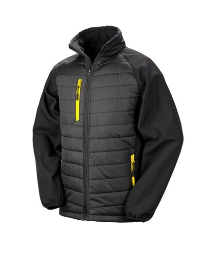 Veste Softshell Compass Homme Noir Jaune Result Genuine Recycled