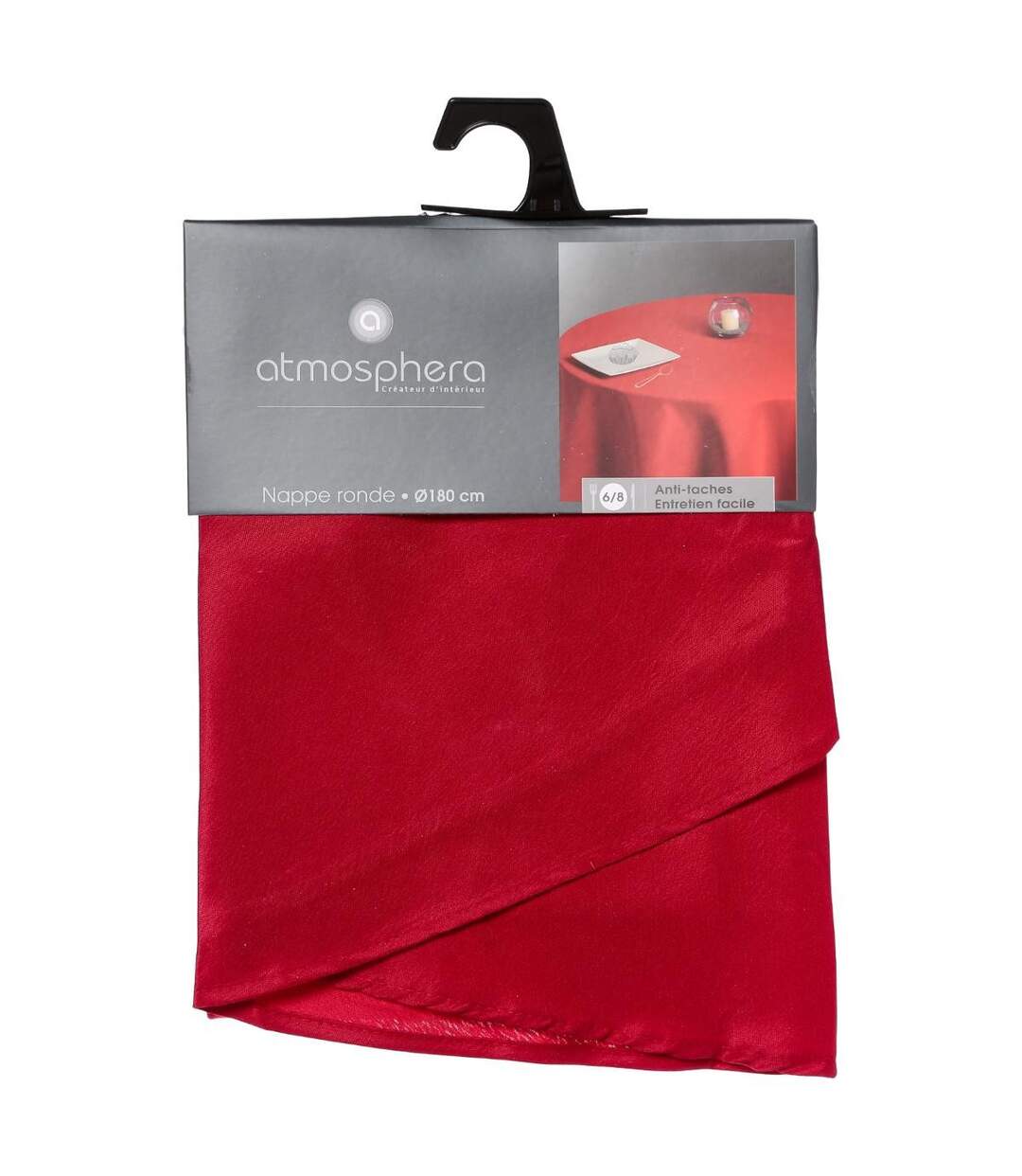 Nappe Antitache Ronde Unie 180cm Rouge-5