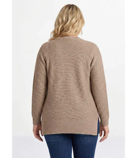 Pull-tunique jersey envers et torsades
