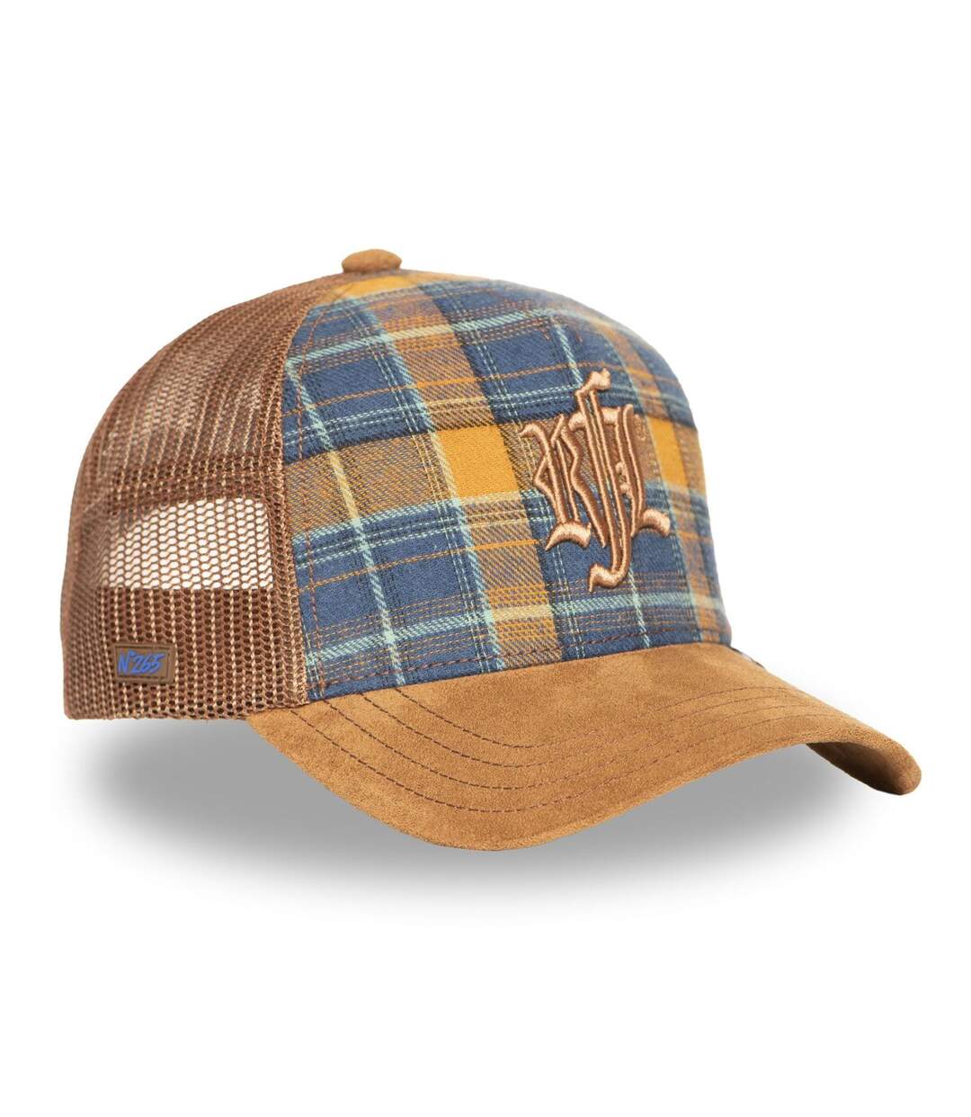 Casquette trucker à carreaux avec filet et visière suédine November Rock'n Free Life-4