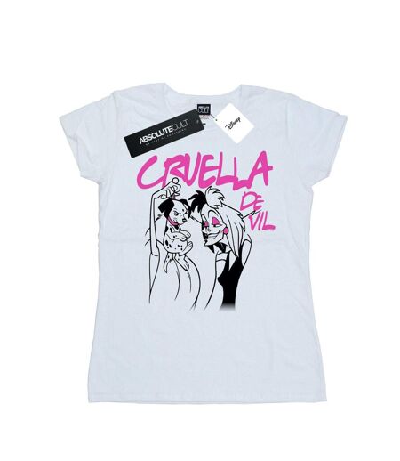 Disney Femme/Ladies - T-shirt en coton à collier Cruella De Vil (Blanc) - UTBI44538