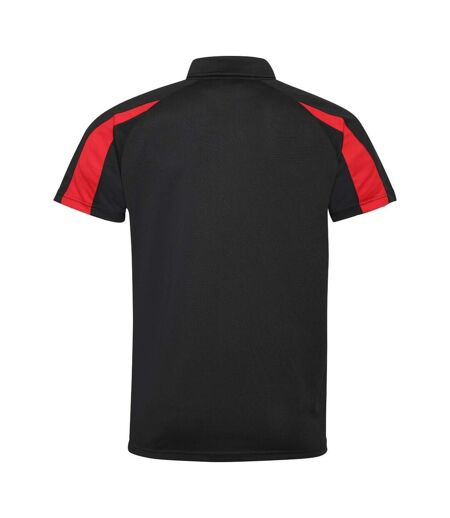 Mens Contrast Polo Shirt Jet Black Fire Red AWDis Cool