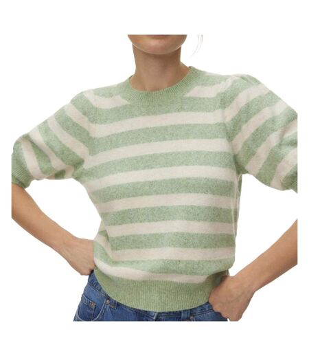 Pull manches courtes vert/beige femme vero moda doffy