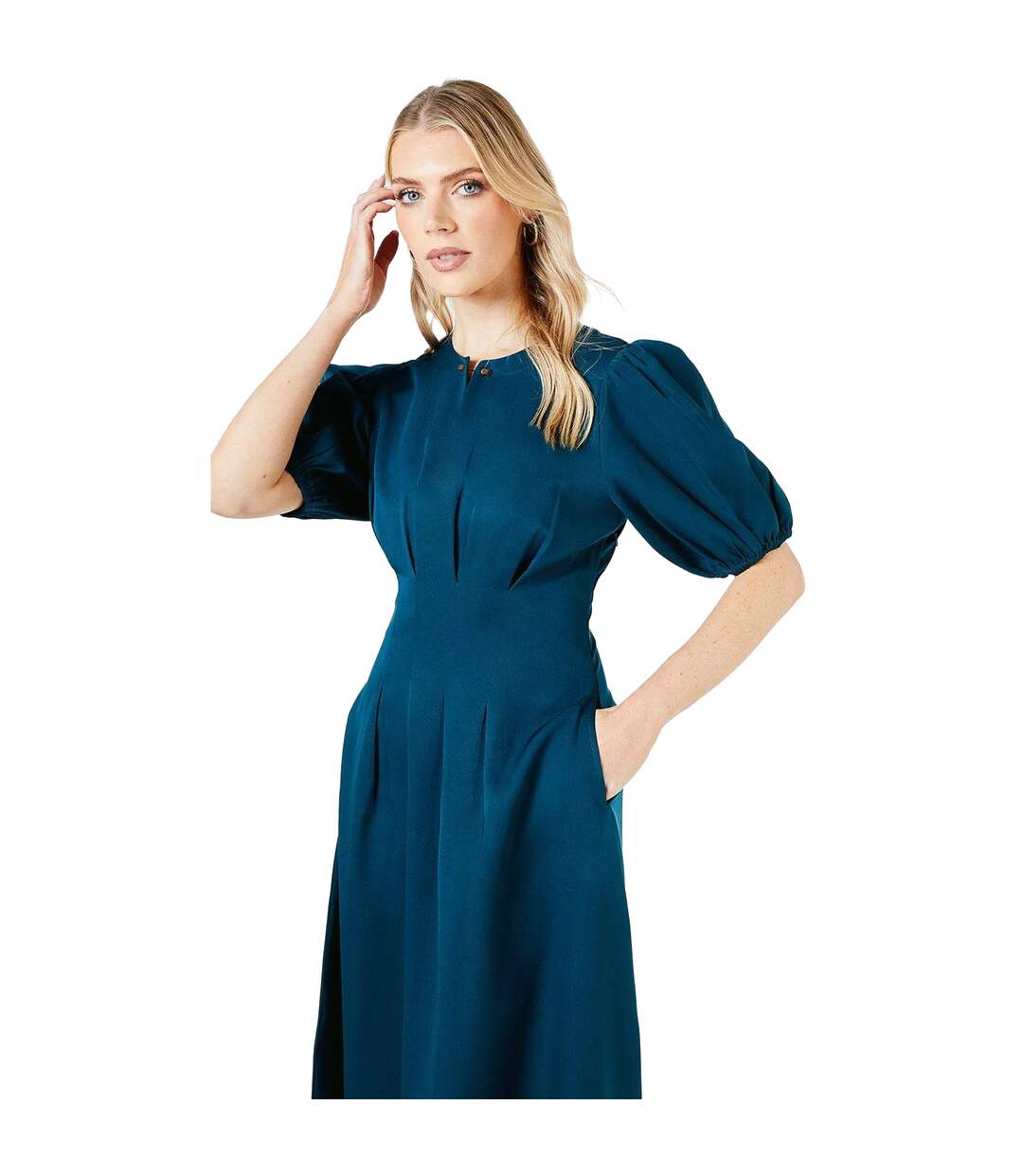 Robe mi-longue femme bleu sarcelle Principles-3