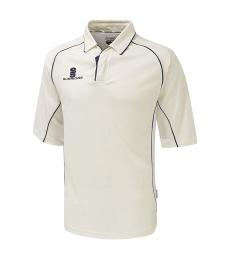 Surridge Mens/Youth Premier Sports 3/4 Sleeve Polo Shirt (White/Navy trim) - UTRW1495