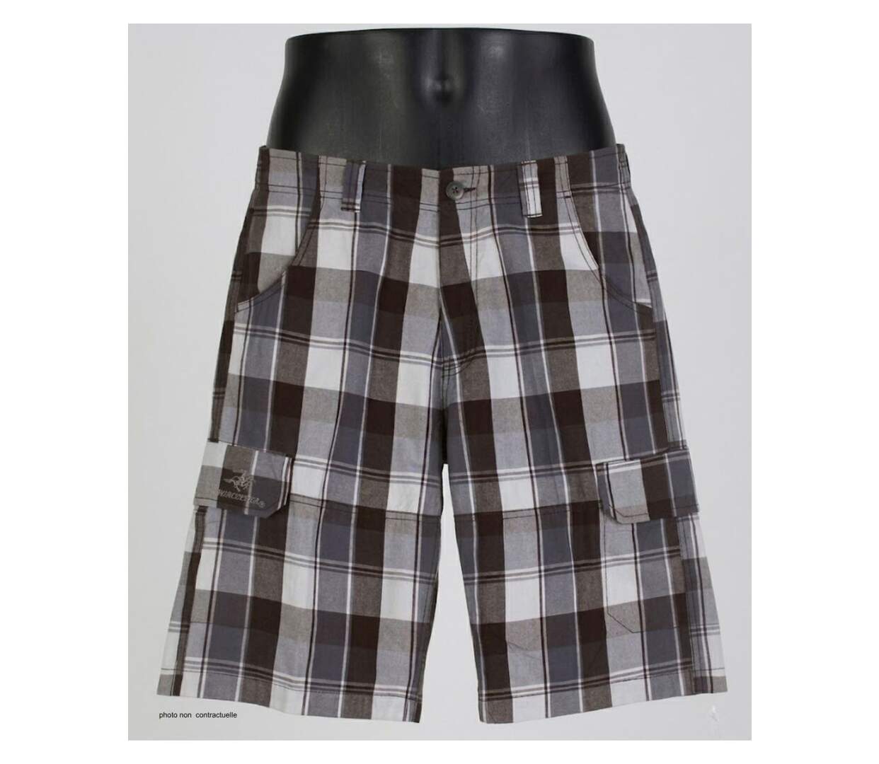 Bermuda homme WINCHESTER ILLOWA2 gris et chocolat : le short à carreaux en coton tout confort-3