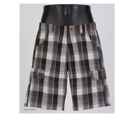 Bermuda homme WINCHESTER ILLOWA2 gris et chocolat : le short à carreaux en coton tout confort