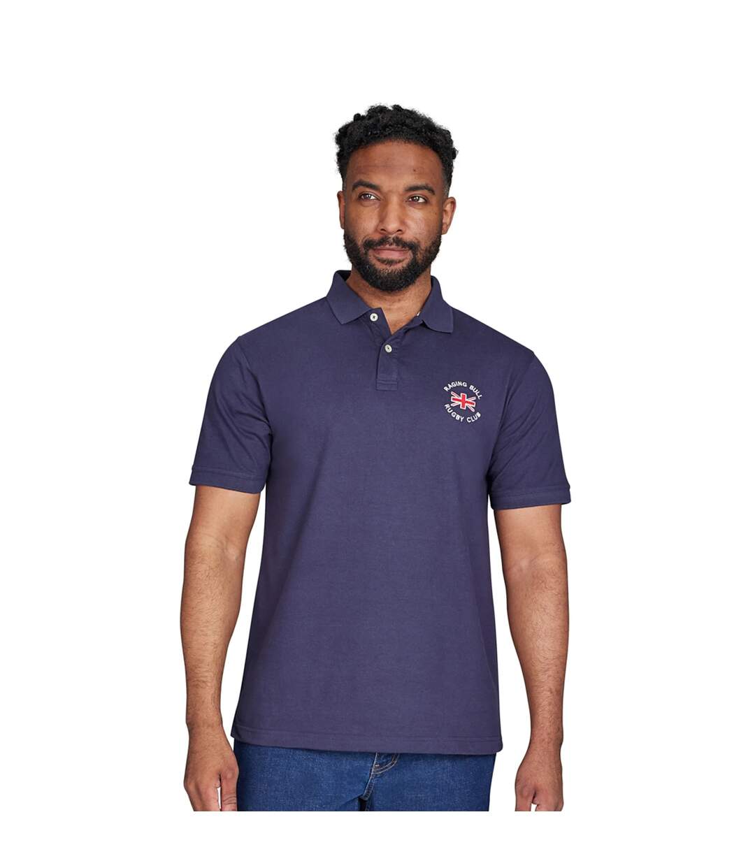 Polo homme bleu marine Raging Bull-3