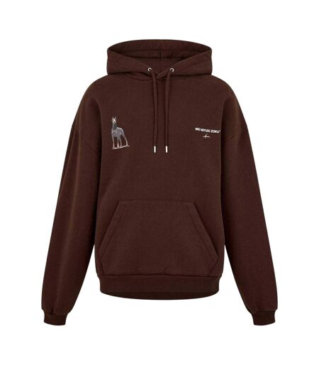Mens Boxy Oversized Pullover Hoodie Brown MKI MIYUKI ZOKU