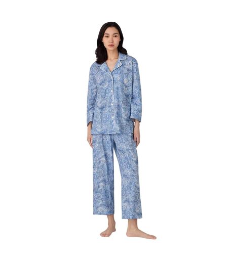 Ensemble De Pyjama Long Manches ¾ Motif/style Cachemire Femme Bleu Ralph Lauren