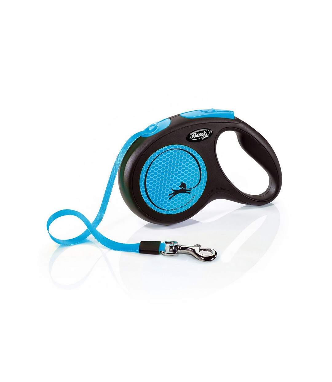 Medium neon taped retractable dog lead 5m blue/black Flexi-1