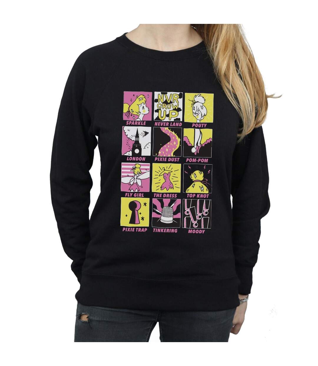 Disney Sweat Femme/Ladies Tinkerbell Squares (Noir) - UTBI40898-3