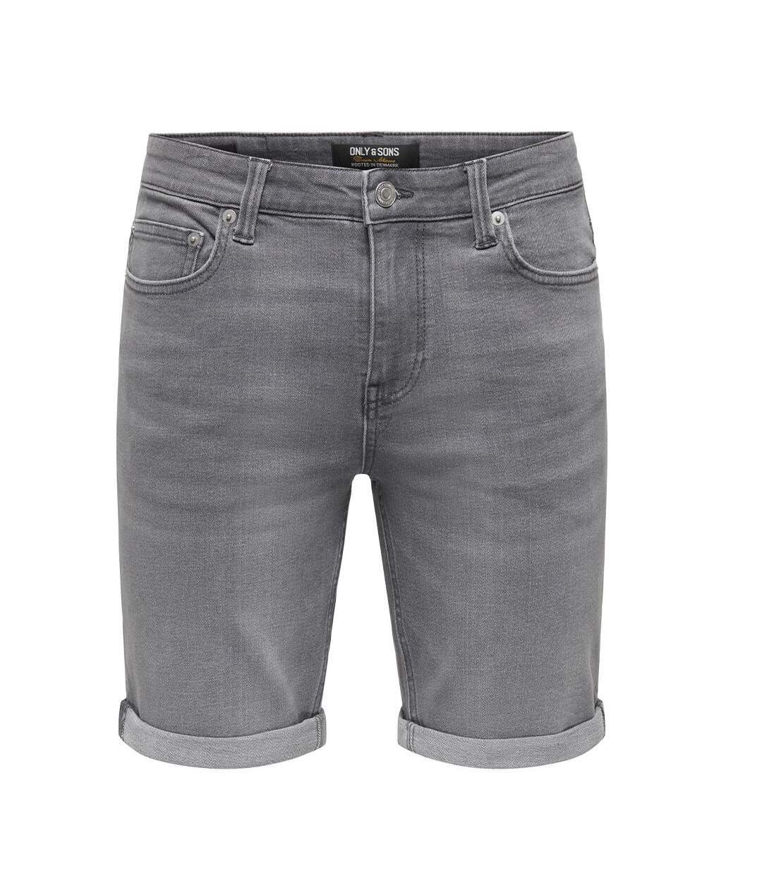 Short en jean gris clair homme only & sons sply-1