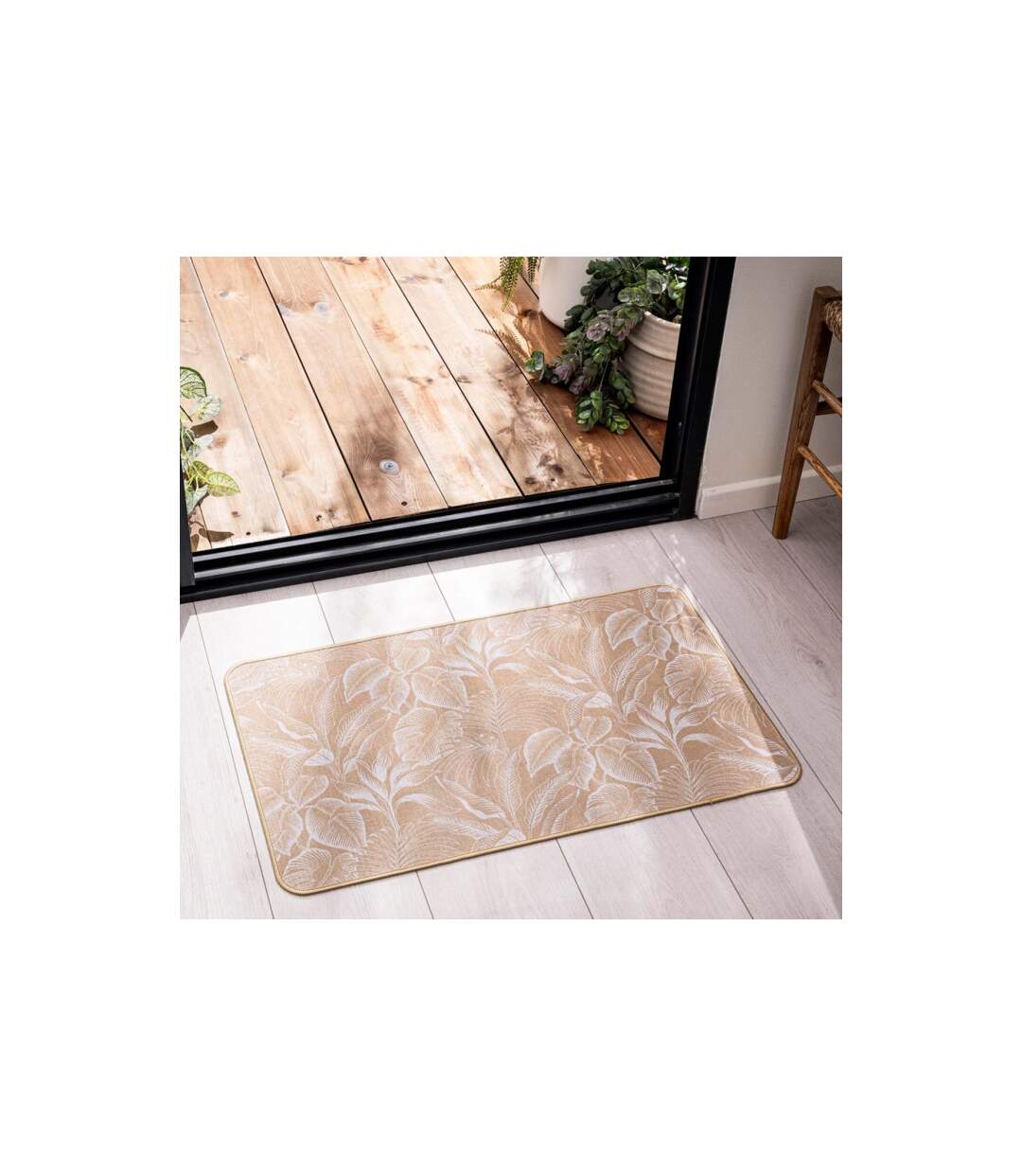 Tapis Déco Imprimé Stylis 45x75cm Naturel & Blanc-4