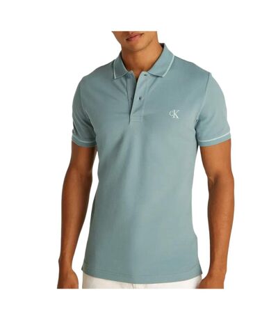 Polo bleu homme calvin klein jeans tipping - l
