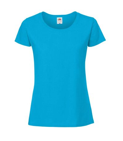Womens/ladies Ringspun Premium T-shirt Azure Blue Fruit Of The Loom