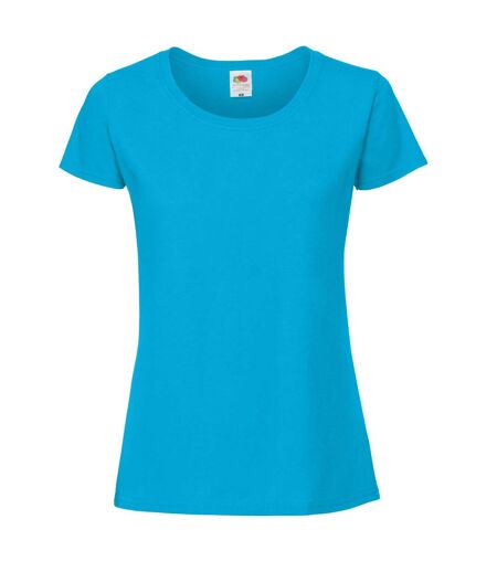 Womens/ladies Ringspun Premium T-shirt Azure Blue Fruit Of The Loom