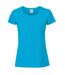 Womens/ladies Ringspun Premium T-shirt Azure Blue Fruit Of The Loom-1