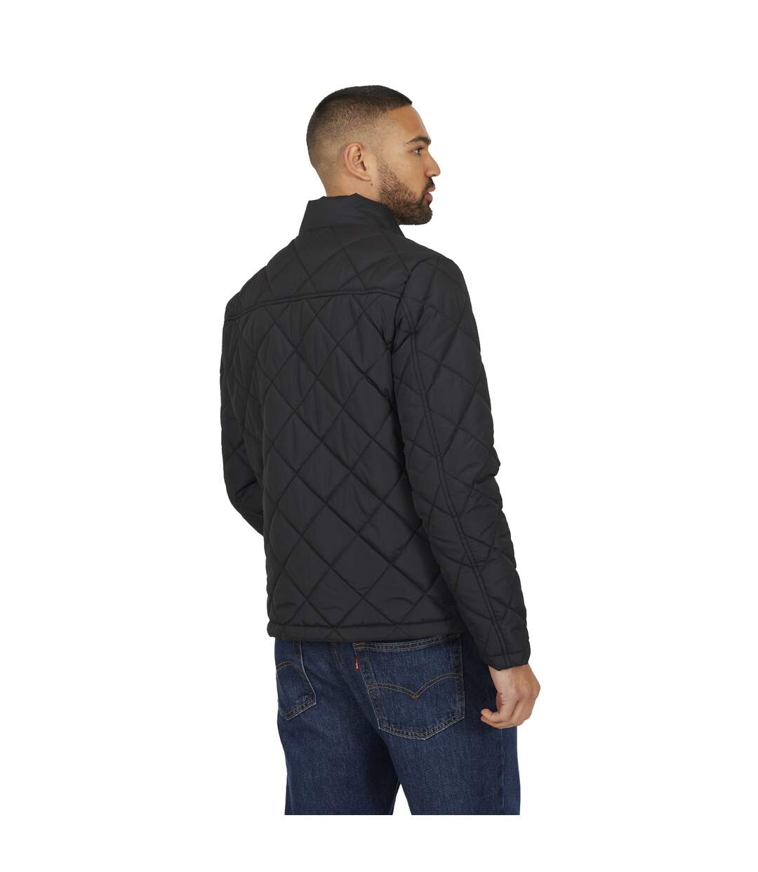 Mens Quilted Padded Jacket Black Brave Soul-3