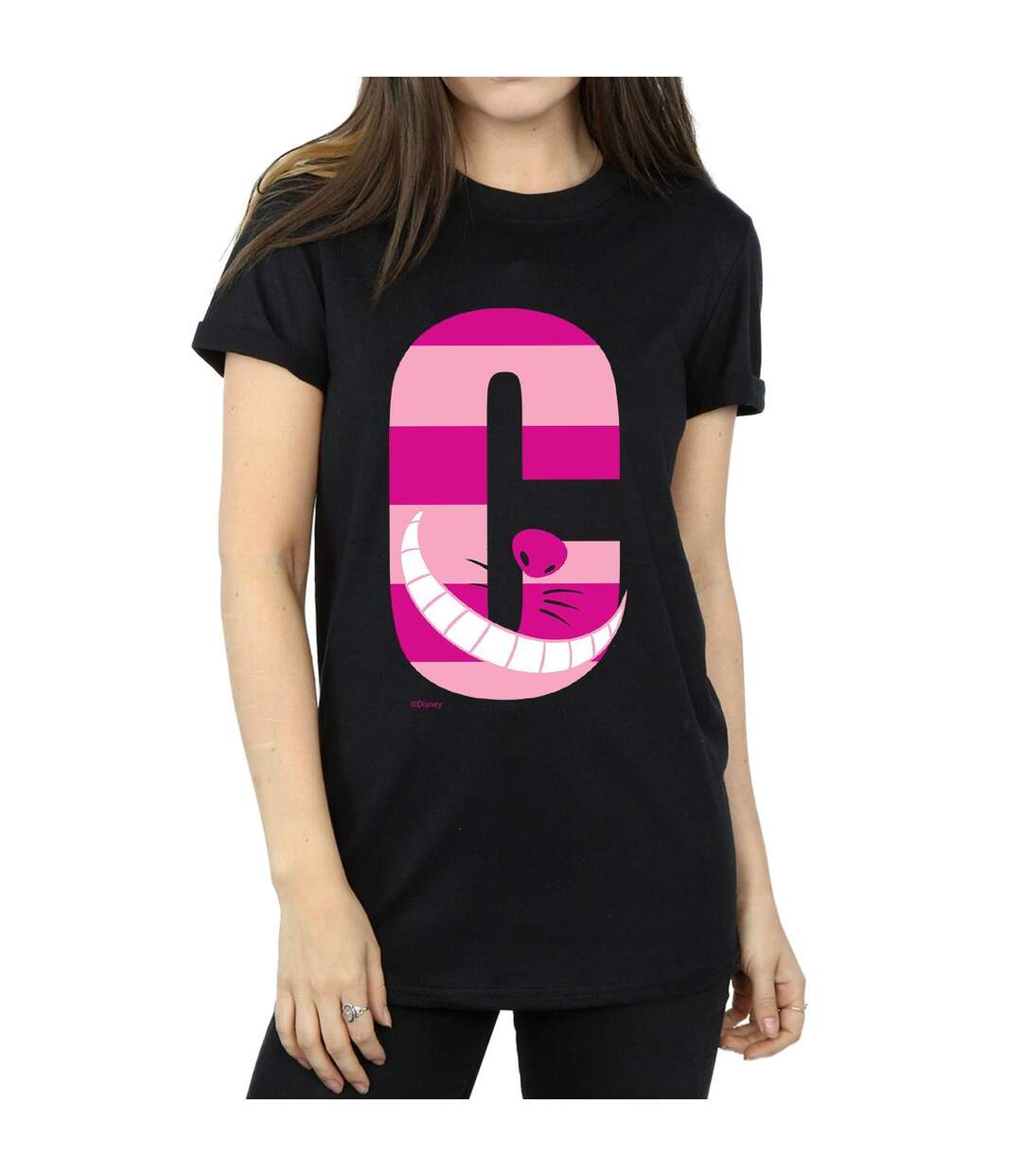 Disney Womens/Ladies Alphabet A Is For Alice Cotton Boyfriend T-Shirt (Noir) - UTBI8626-3