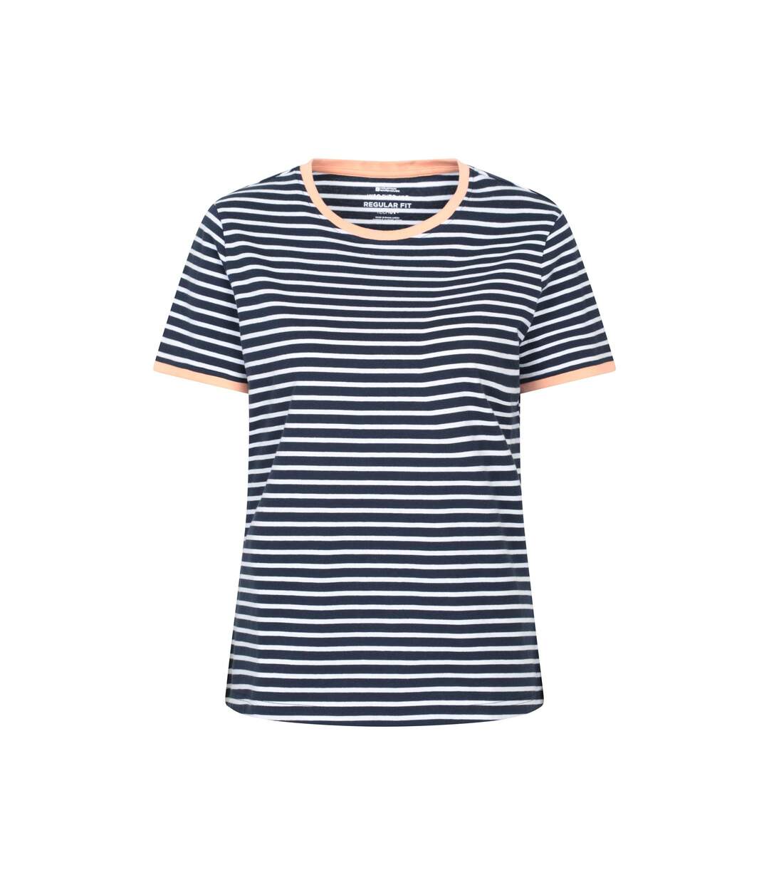 T-shirt Manches Courtes Motif/style Rayures Contrastées Femme Bleu Marine À Rayures Mountain Warehouse-1