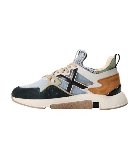 Mens Clik Suede Trainers White Grey Munich