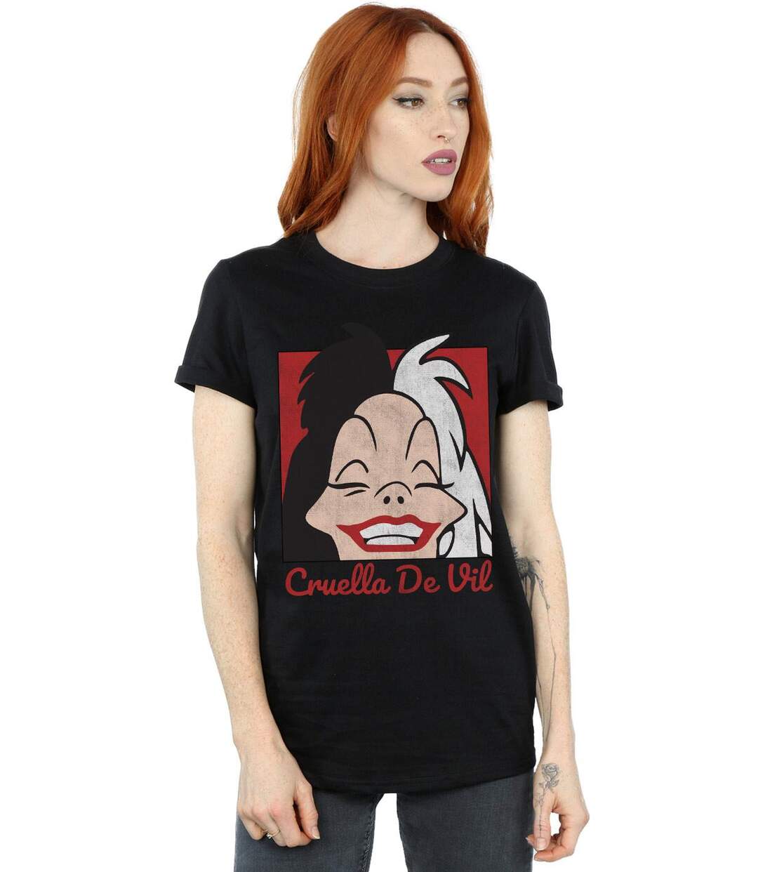 Disney - T-shirt CRUELLA DE VIL CROPPED HEAD - Femme (Noir) - UTBI16687-2