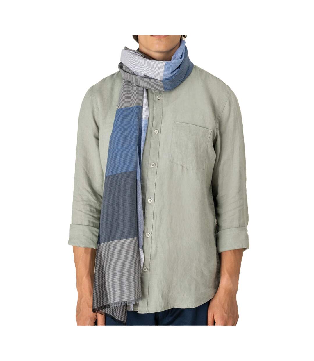 Écharpe Motif/style À Carreaux Adulte Taille Unique Gris Bleu Spasso-4