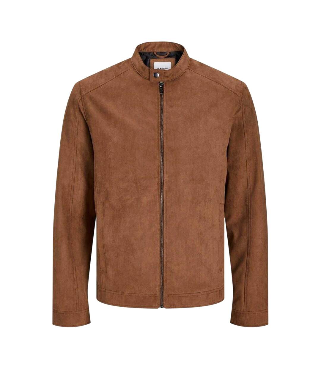 Mens Biker Mock Neck Plus Long-sleeved Jacket Cognac Jack And Jones-2