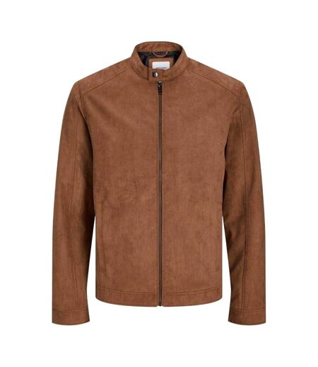 Mens Biker Mock Neck Plus Long-sleeved Jacket Cognac Jack And Jones